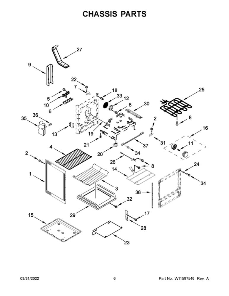 Chassis Parts Diagram and Parts List for MER8800FZ5  Maytag Range