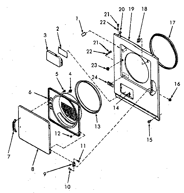 Loading Door, Front Panel And Seals Diagram and Parts List for NG8639W53921  Speed Queen Dryer