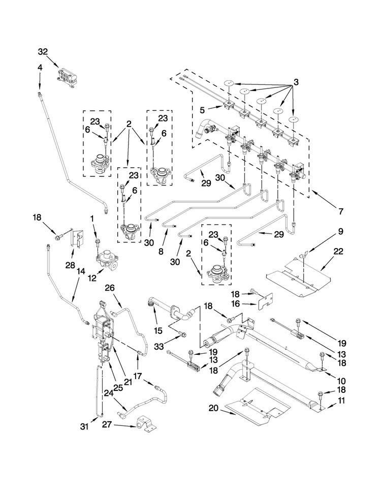 Manifold Parts Diagram and Parts List for MGR6775BDB19  Maytag Range