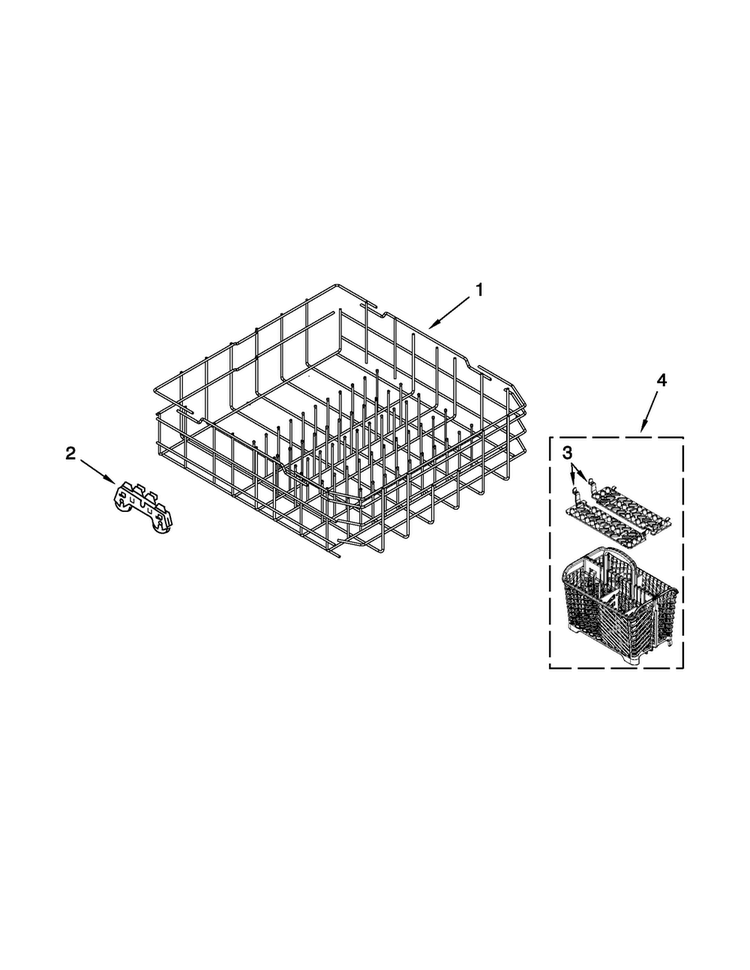 Lower Rack Parts Diagram and Parts List for MDB7760SAS1  Maytag Dishwasher