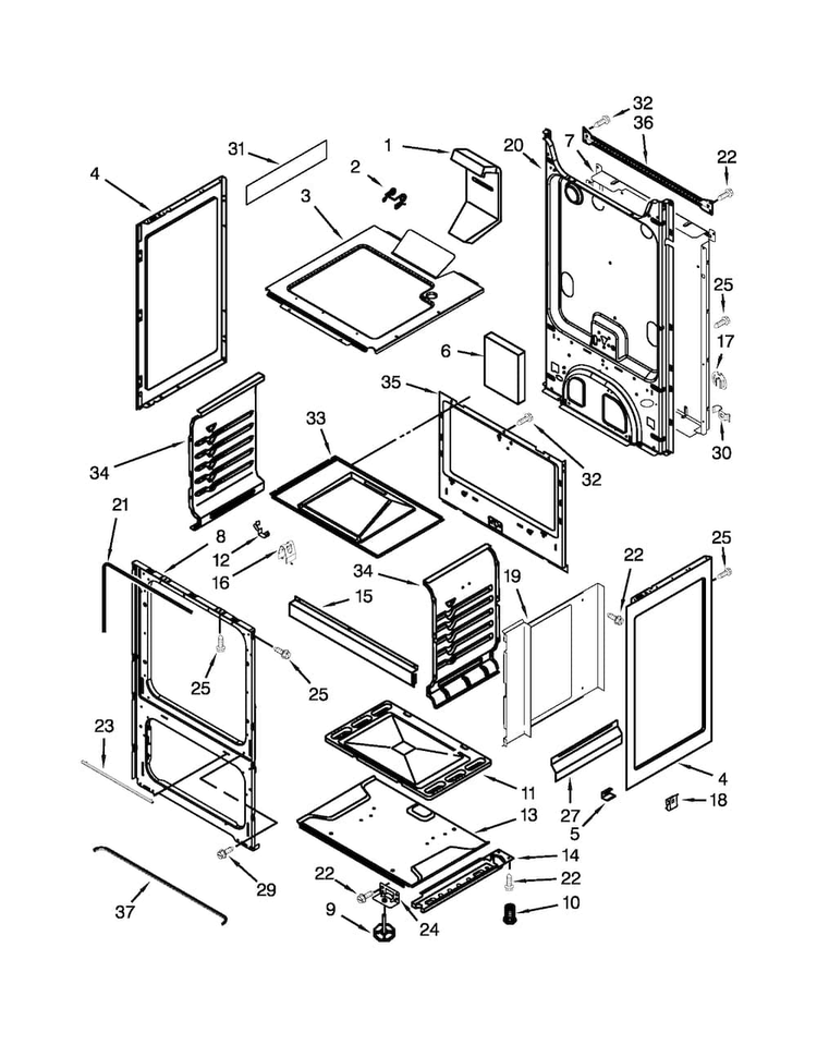 Chassis Parts Diagram and Parts List for AGP200VDW0  Amana Range
