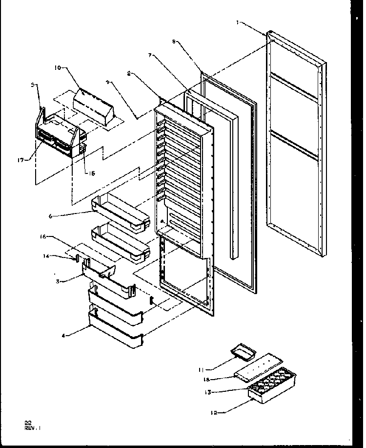 Refrigerator Door Diagram and Parts List for SZD27NL-P1162410WL  Amana Refrigerator