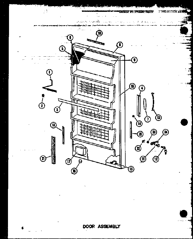 Door Assembly Diagram and Parts List for ESU13-A P60345-11WA Amana Freezer