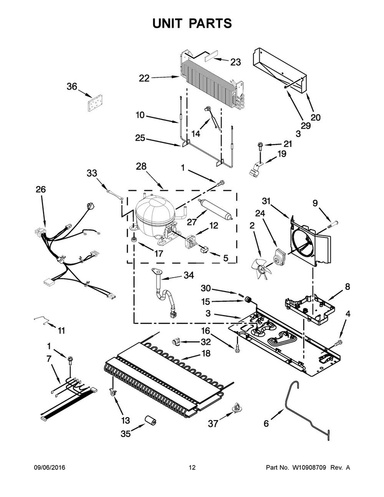 Unit Parts Diagram and Parts List for MFI2269FRE01  Maytag Refrigerator