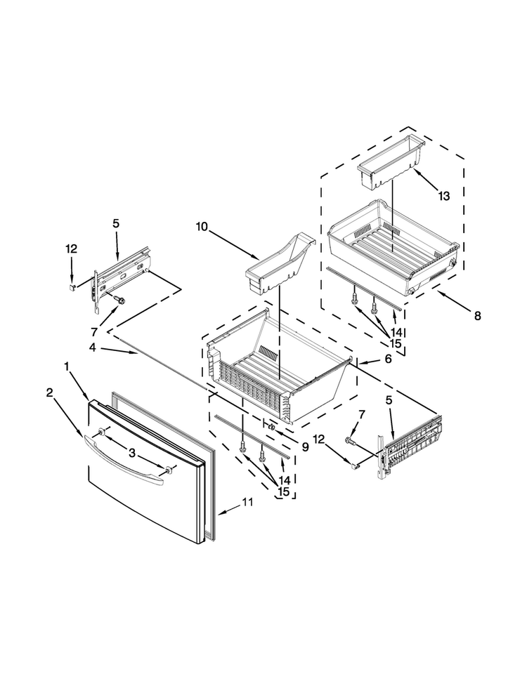 Freezer Door Parts Diagram and Parts List for 7MF2976AEM03  Maytag Refrigerator