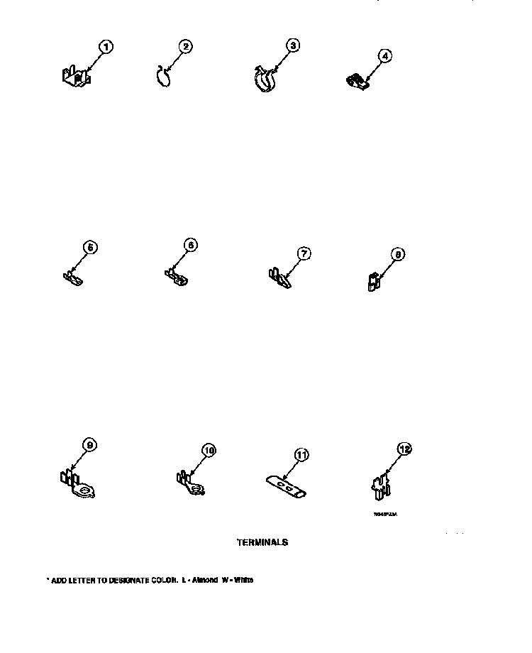Terminals Diagram and Parts List for CW8202W2-PCW8202W2A  Crosley Washer