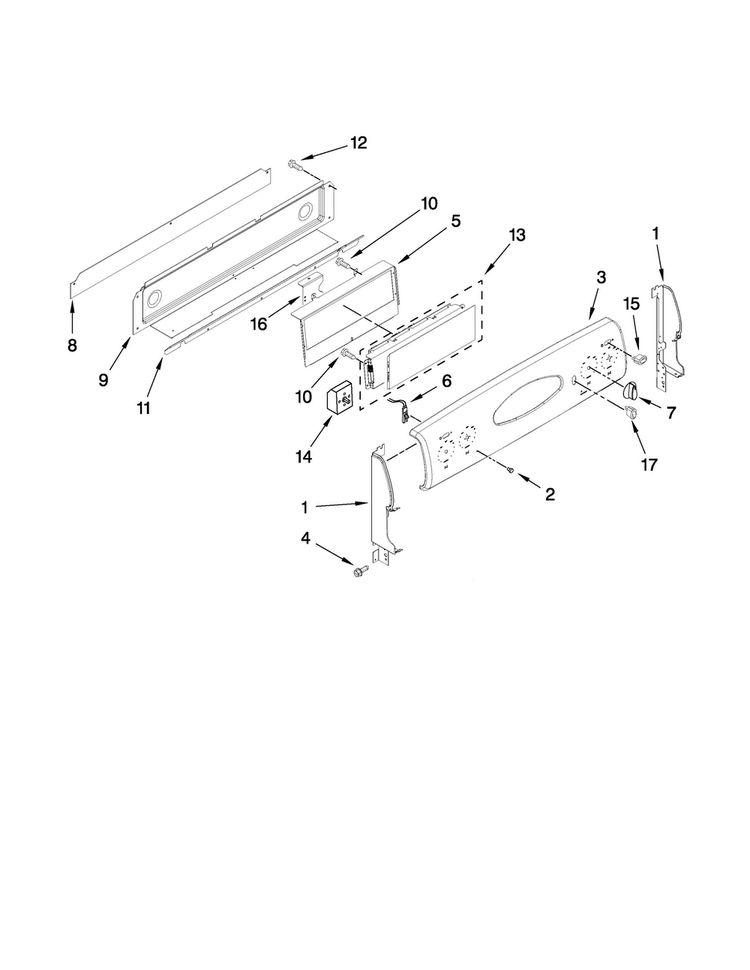 Control Panel Parts Diagram and Parts List for MER6775BAB17  Maytag Range