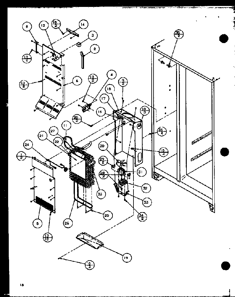 Evaporator And Air Handling Diagram and Parts List for 36041W-P1122101WW  Amana Refrigerator