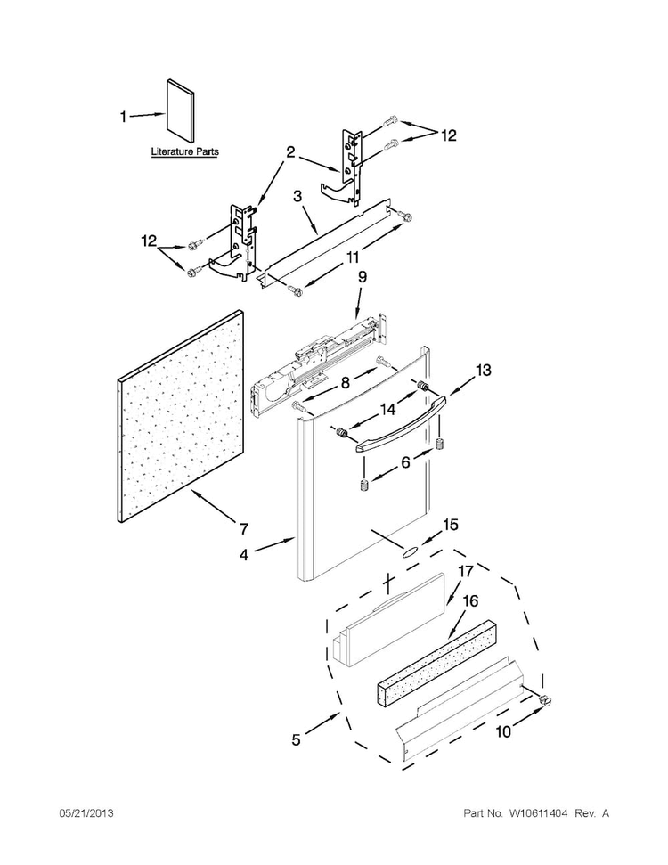 Door And Panel Parts Diagram and Parts List for MDB7759SAB3  Maytag Dishwasher