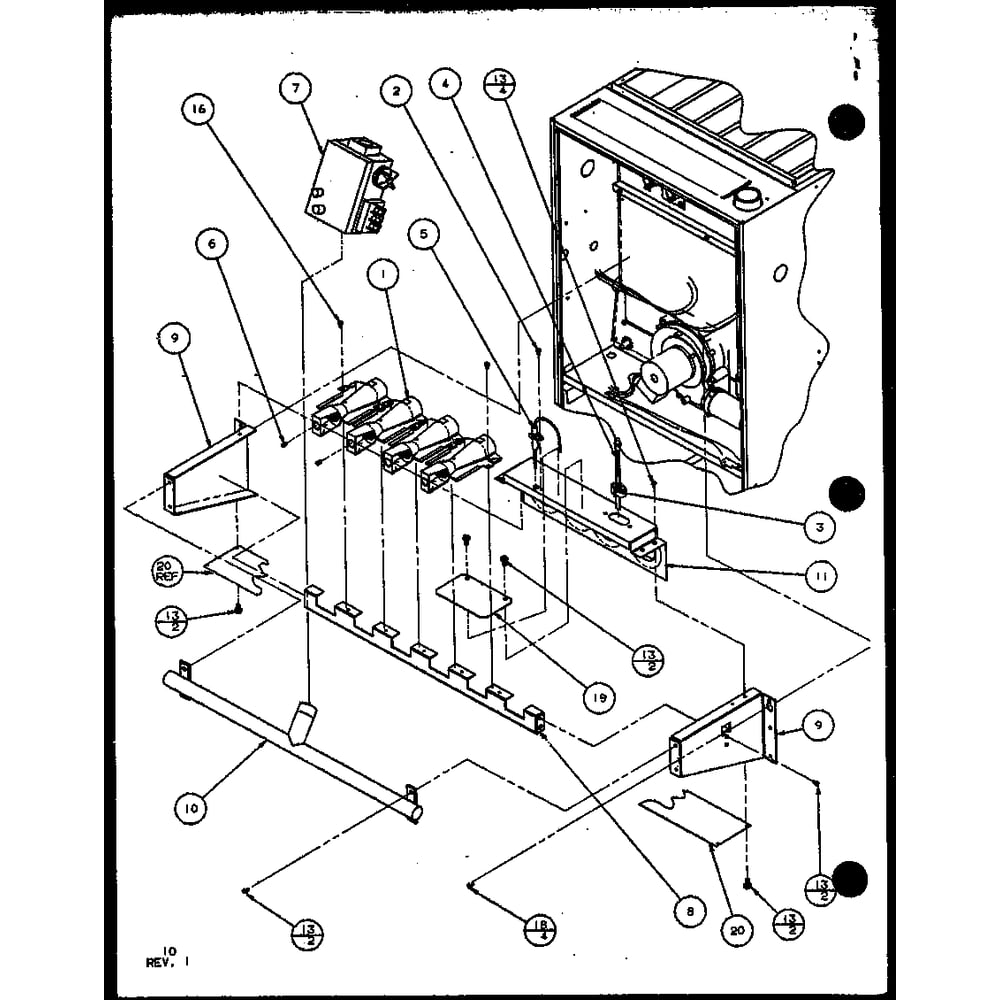 Burner Assembly Diagram and Parts List for GHN115A50 P9961512F Amana Furnace