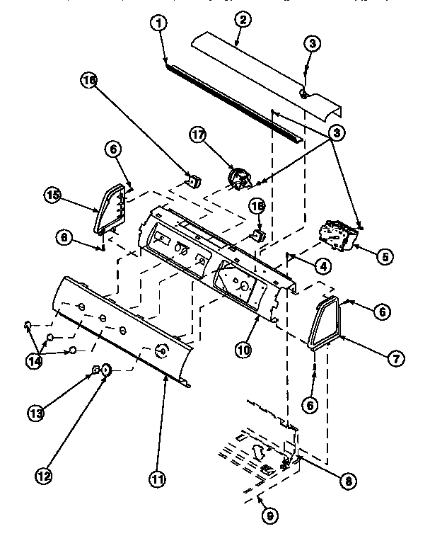 Graphic Panel, Control Mounting Plate And Controls Diagram and Parts List for LW8363W2 PLW8363W2B Amana Washer
