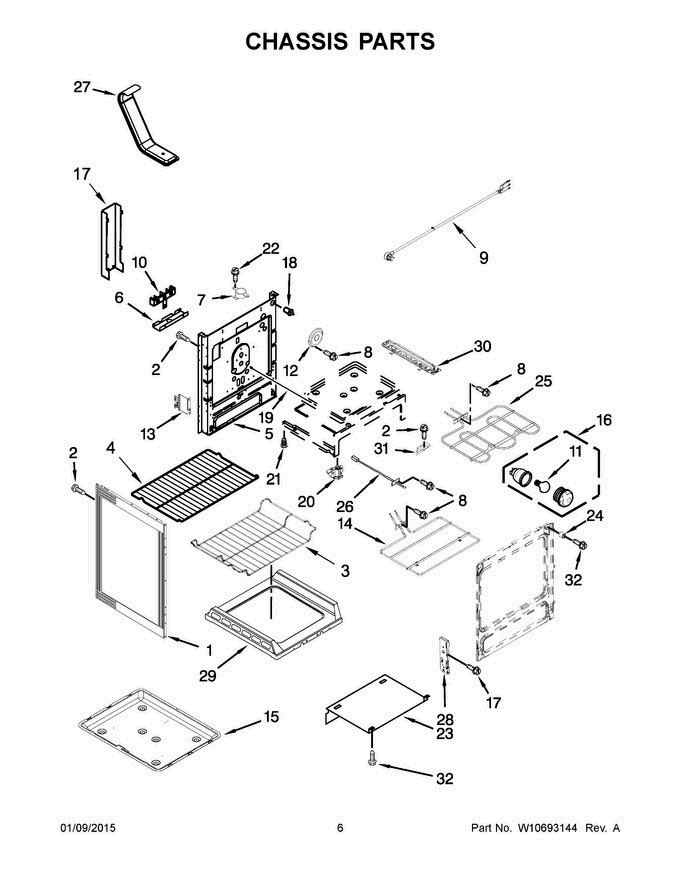 04 - Chassis Parts Diagram and Parts List for YMER8600DE0  Maytag Range