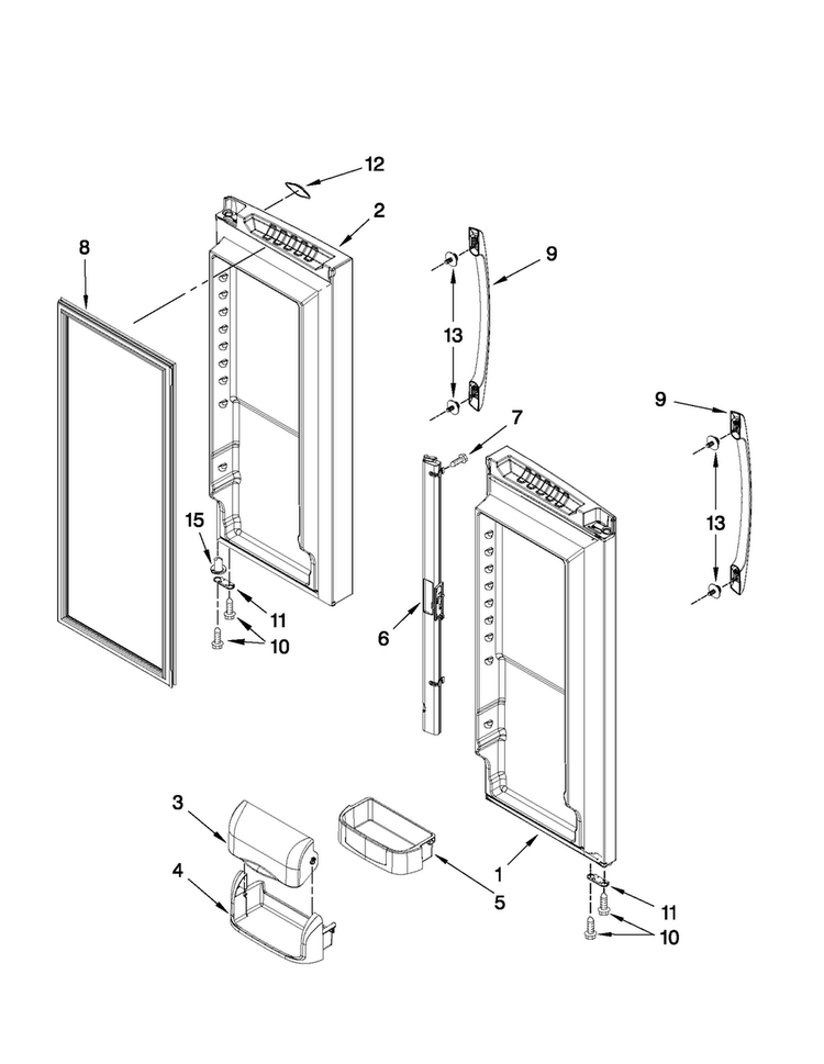 Refrigerator Door Parts Diagram and Parts List for AFF2534FEW5  Amana Refrigerator