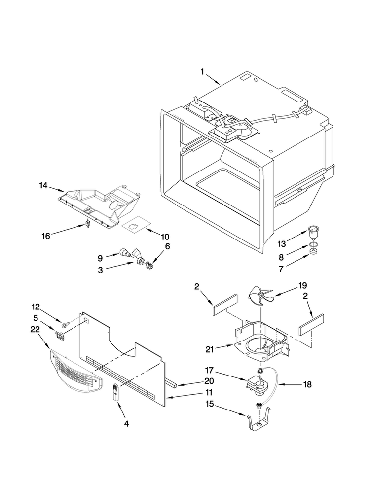 Freezer Liner Parts Diagram and Parts List for AB1924PEKS7  Amana Refrigerator
