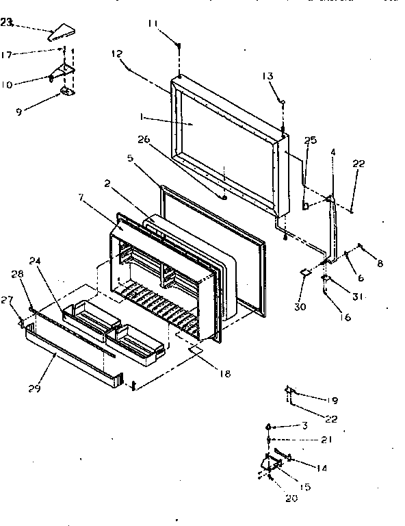 Freezer Door Diagram and Parts List for TR21S4E-P1196103WE  Amana Refrigerator