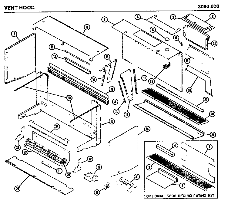 06 - VENT HOOD Diagram and Parts List for 3090000  Maytag Microwave