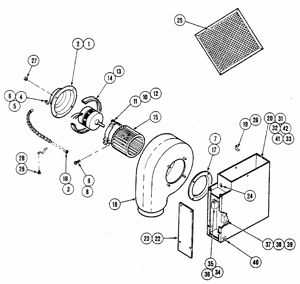 Blower Plenum Diagram and Parts List for 629CG200  Kenmore Cooktop
