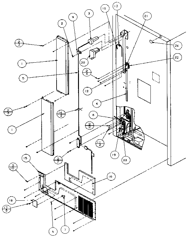 Cabinet Back Diagram and Parts List for TX19R-P1158502W  Amana Refrigerator