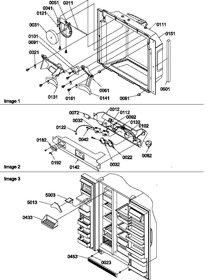 Ice & Water Cav/elec Brkt/& Toe Grille Diagram and Parts List for SCD25TW-P1190422WW  Amana Refrigerator