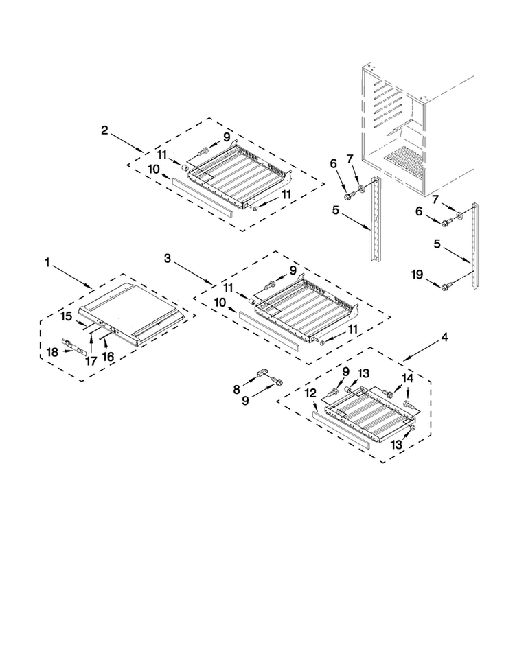 Shelf Parts Diagram and Parts List for JUW248LYRP00  Jenn-Air Wine and Beverage Cooler