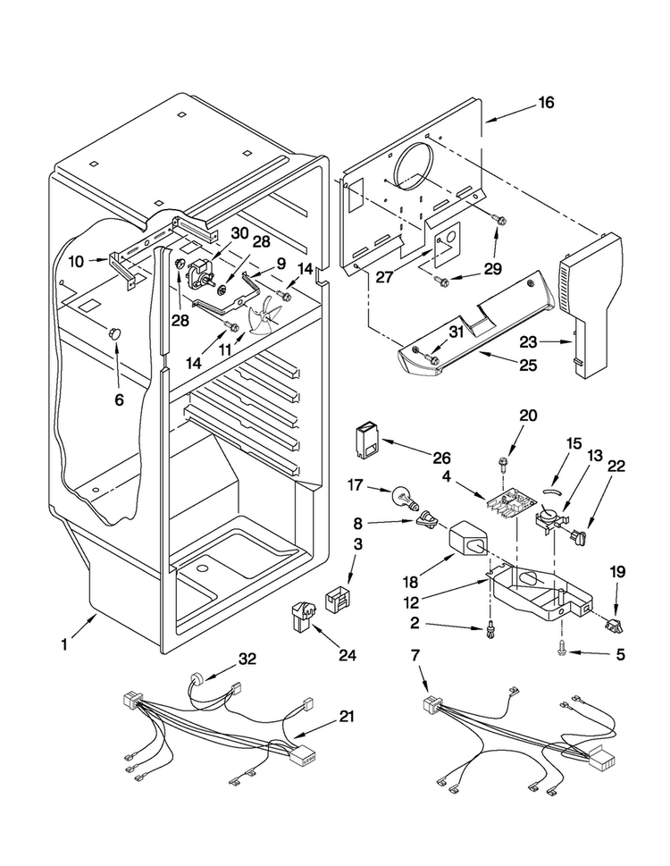 Liner Parts Diagram and Parts List for A8TXEGFYB00  Amana Refrigerator