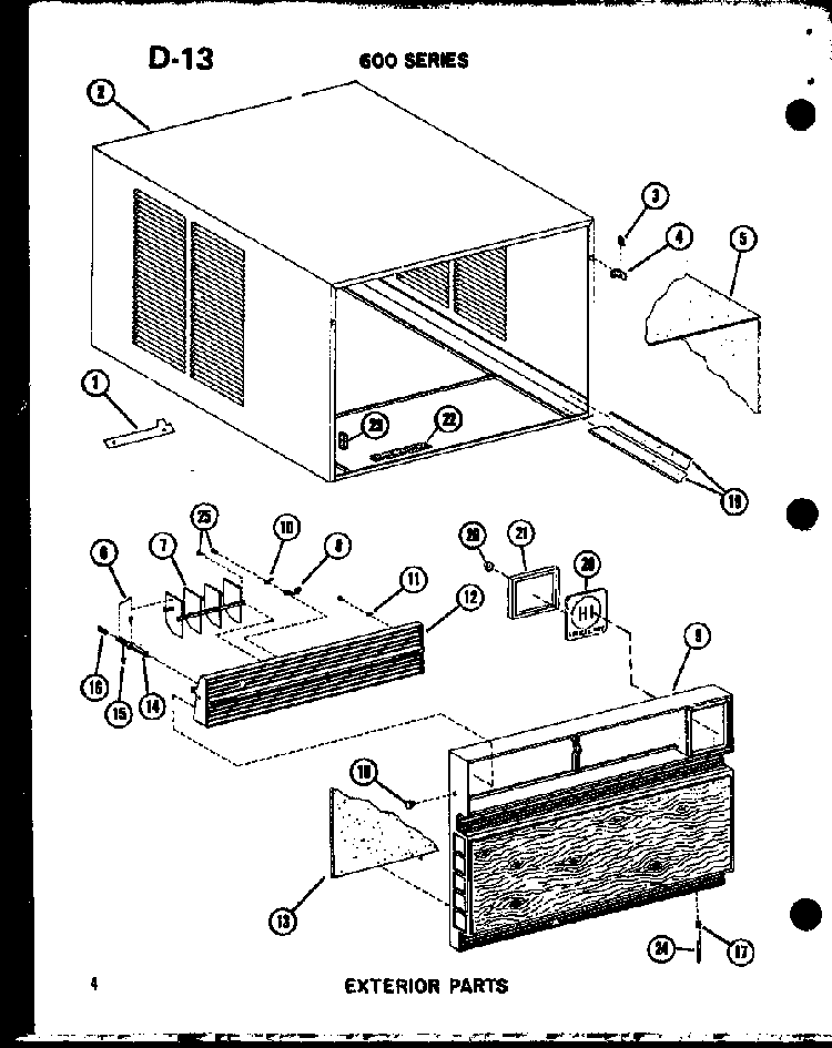 Exterior Parts Diagram and Parts List for ES614-2S P67119-15R Amana Air Conditioner