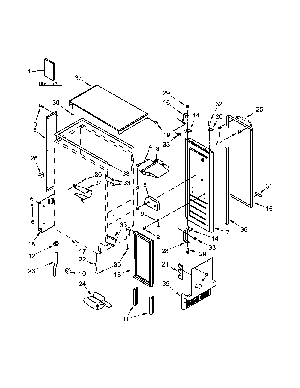 Cabinet, door and liner parts Diagram and Parts List for 59689553101  Amana Ice Maker