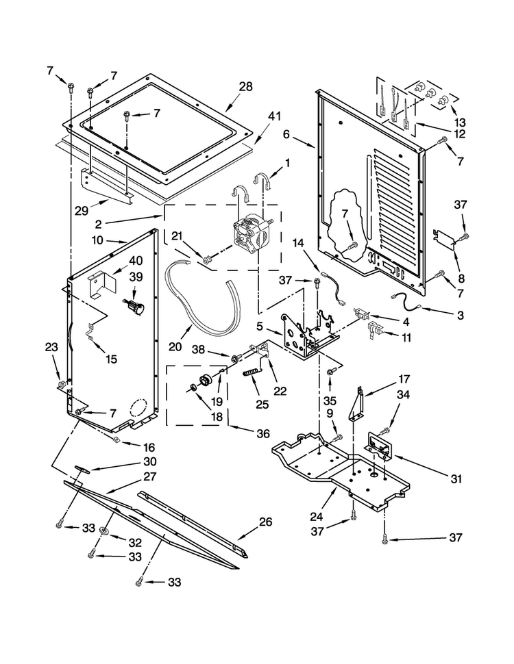 Dryer Cabinet And Motor Parts Diagram and Parts List for MET3800XW2  Maytag Washer Dryer Combo
