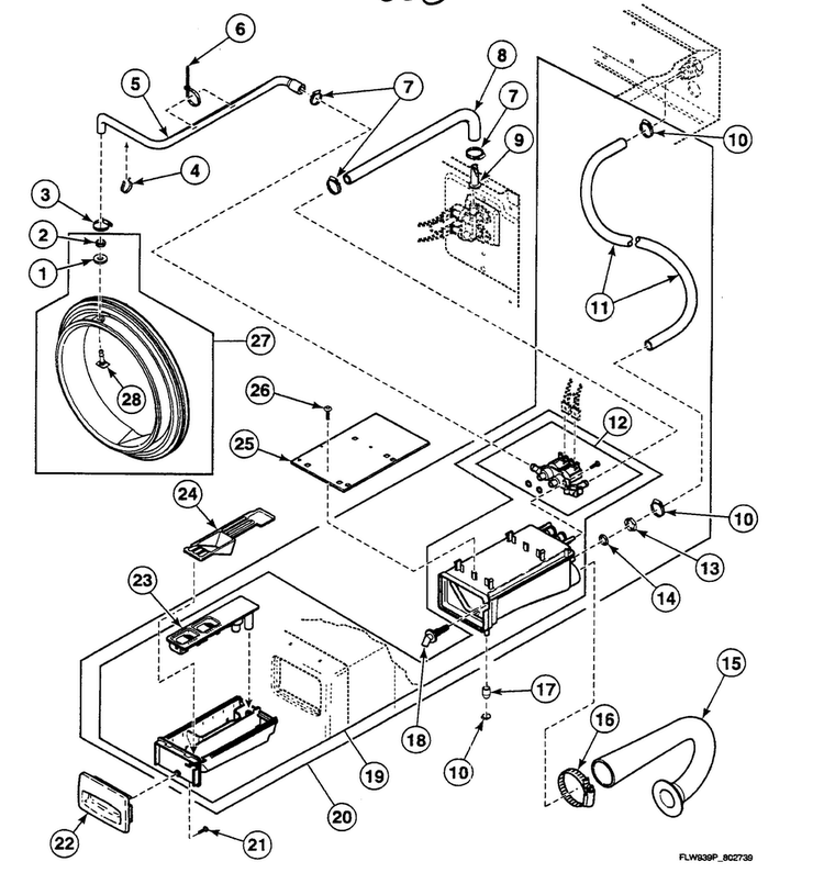 Dispenser Diagram and Parts List for SWFB72WN  Speed Queen Washer