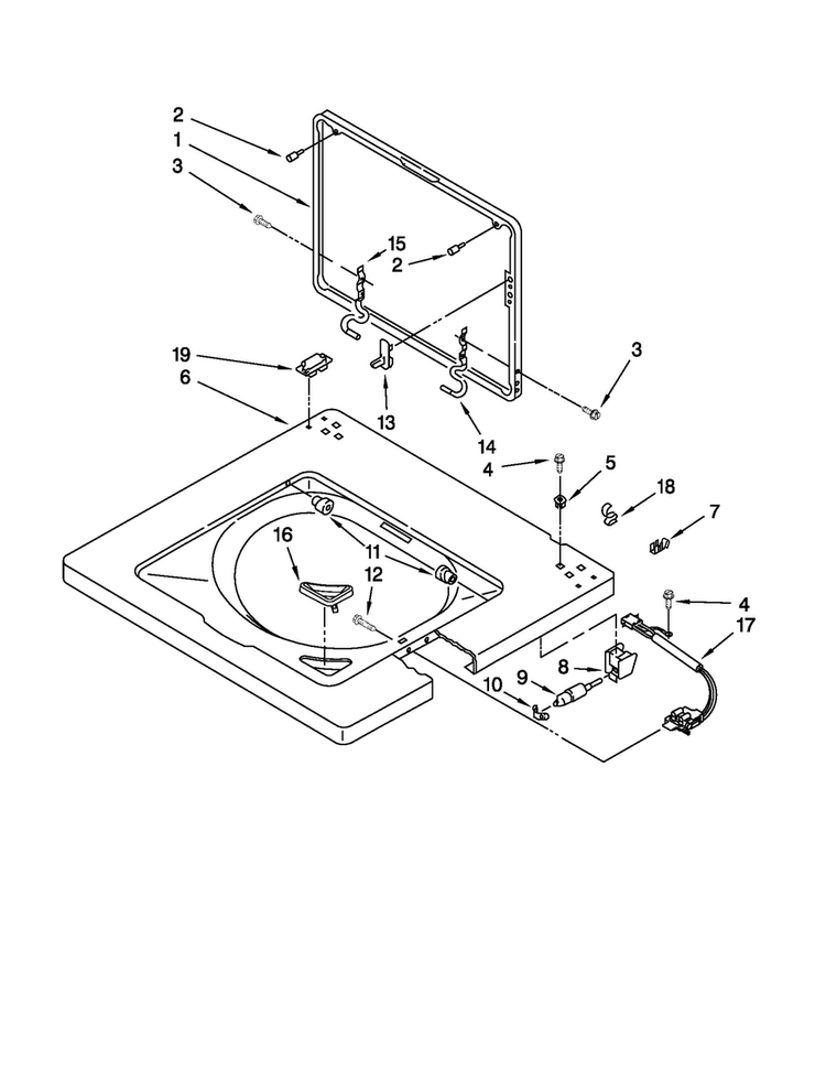 Washer Top And Lid Parts Diagram and Parts List for MGT3800XW1  Maytag Washer Dryer Combo