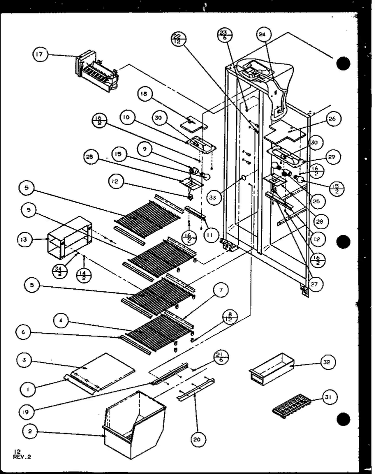 Section 5 Diagram and Parts List for SC25JP-7870114W  Amana Refrigerator