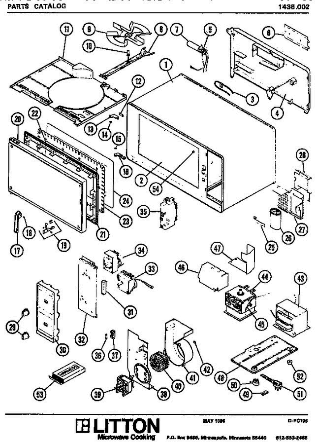 01 - Page 2 Diagram and Parts List for 1435002  Litton Microwave