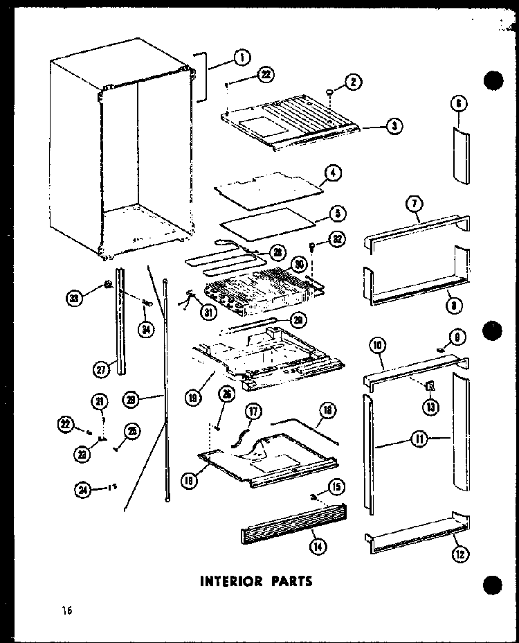Interior Parts Diagram and Parts List for TC18D-P73500-25W  Amana Refrigerator