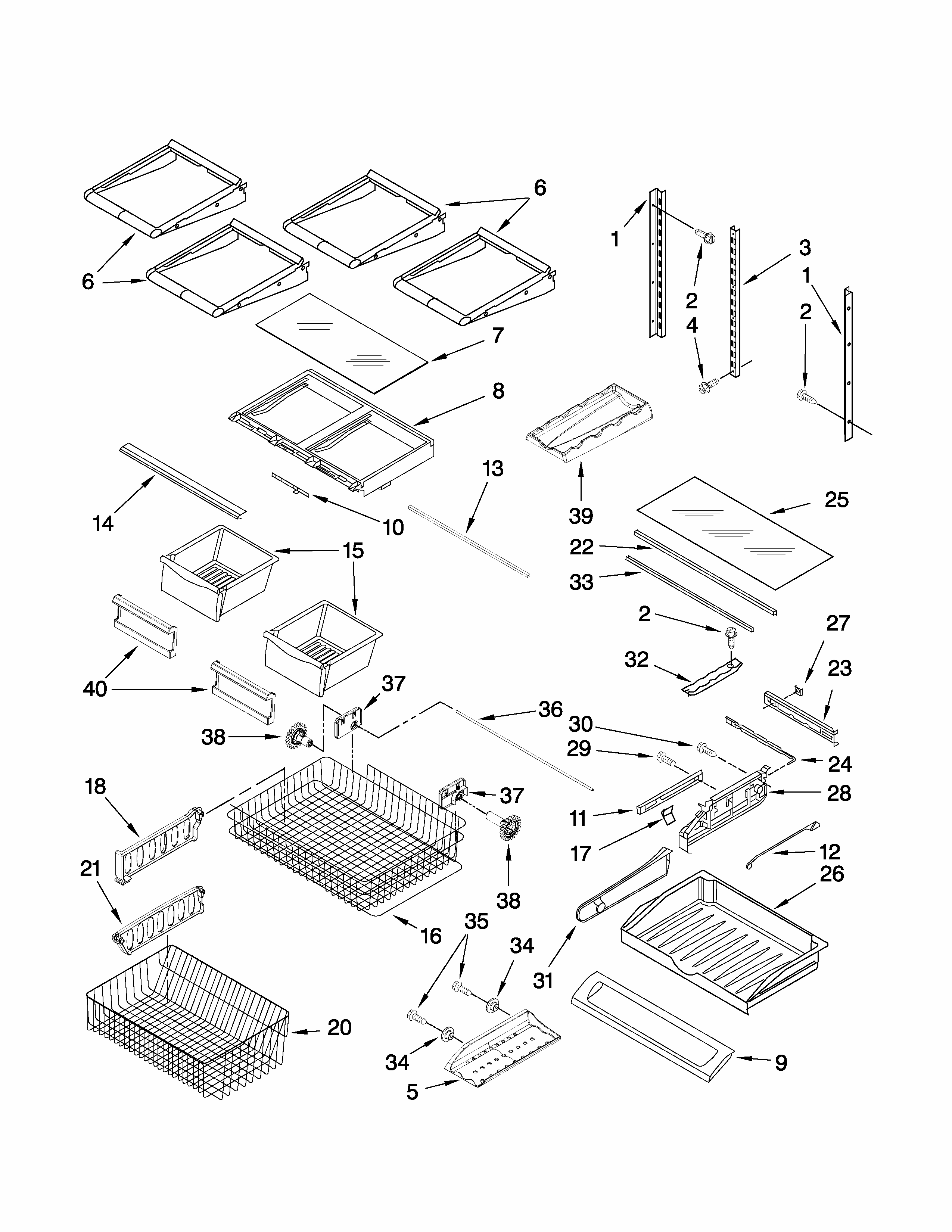 Shelf Parts Diagram and Parts List for GB2026LEKS7  Amana Refrigerator