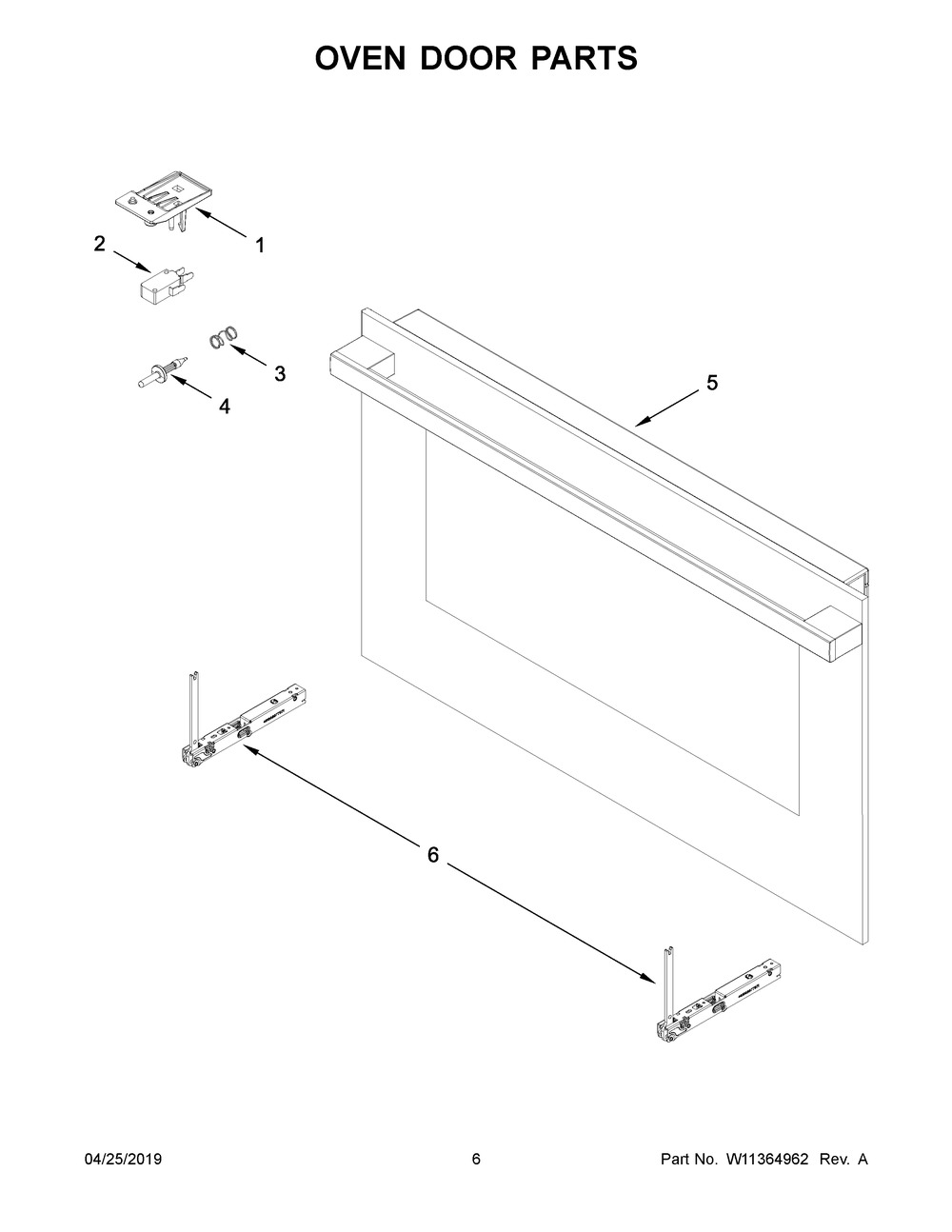Oven Door Parts Diagram and Parts List for JJW6024HM0  Maytag Wall Oven