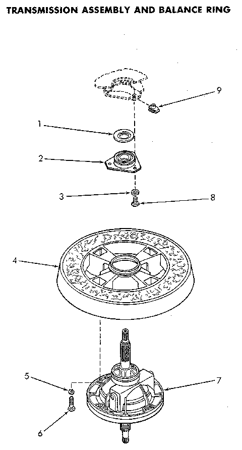 Gearcase And Balance Ring Diagram and Parts List for NA3812L33638  Speed Queen Washer