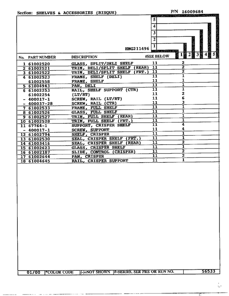 Shelves/accessories Page 2 Diagram and Parts List for HMG211496  Admiral Refrigerator