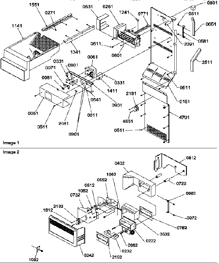 Controls And Covers Diagram and Parts List for SRDE25TPE-P1190314WE  Amana Refrigerator