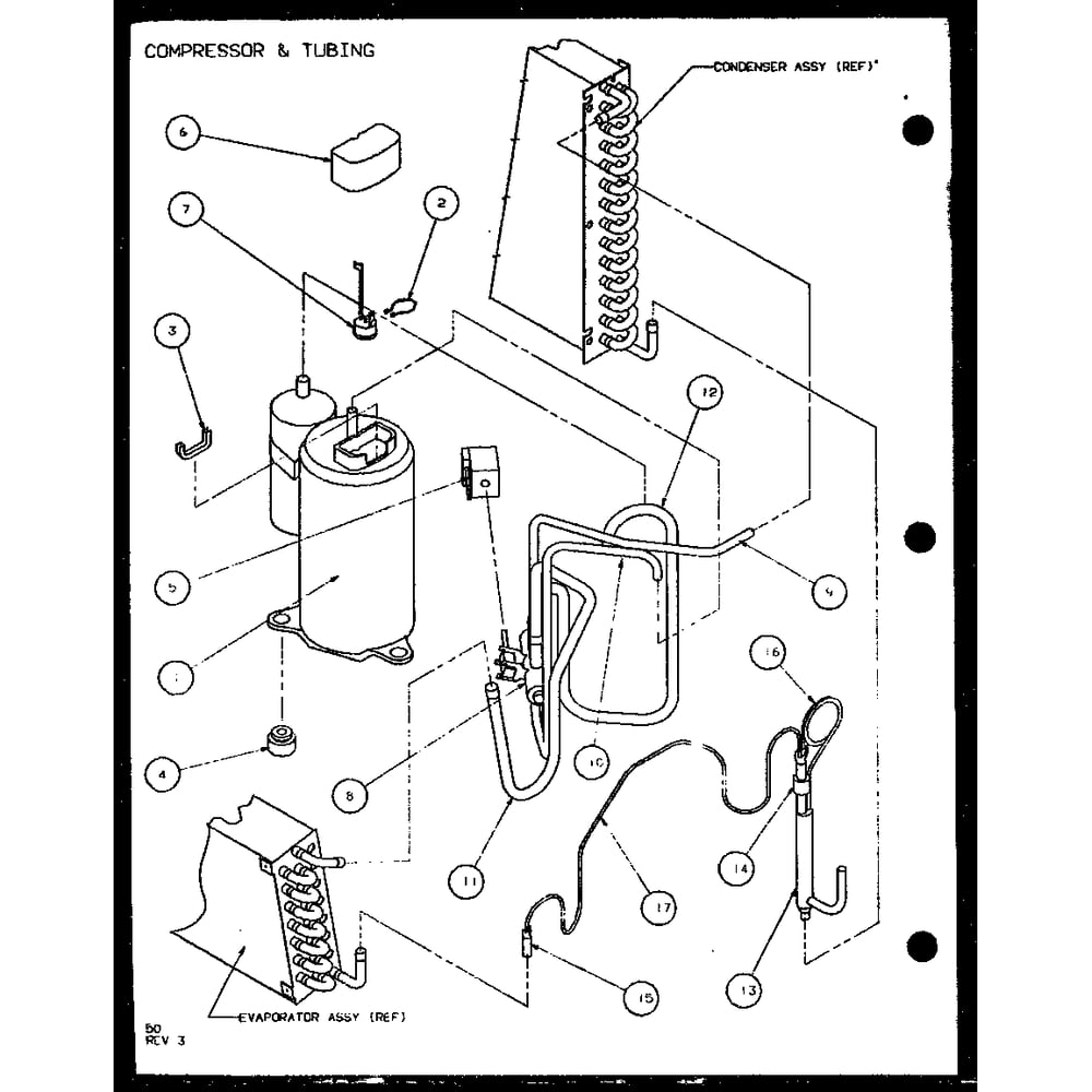 Compressor & Tubing 2 Diagram and Parts List for PTH12400ER P9872129R Amana Air Conditioner