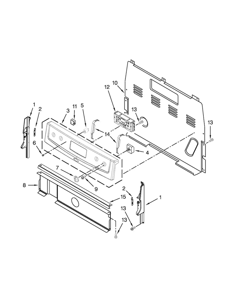 Control Panel Parts Diagram and Parts List for AER5330BAB0  Amana Range