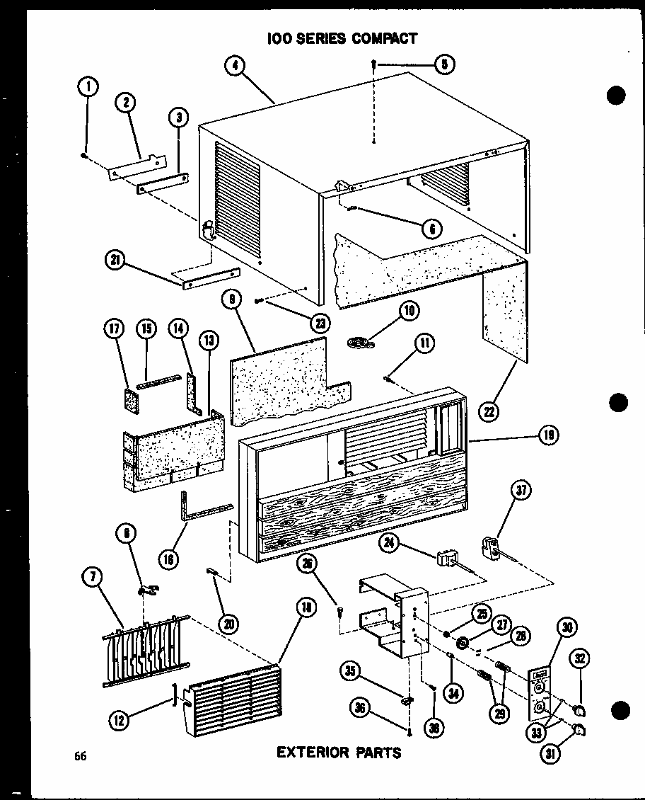 Exterior Parts Diagram and Parts List for 109-5J P54390-95R Amana Air Conditioner