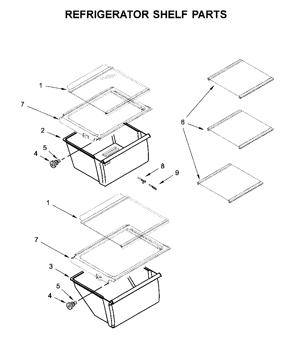 Refrigerator Shelf Parts Diagram and Parts List for 1064650042714  Kenmore Refrigerator