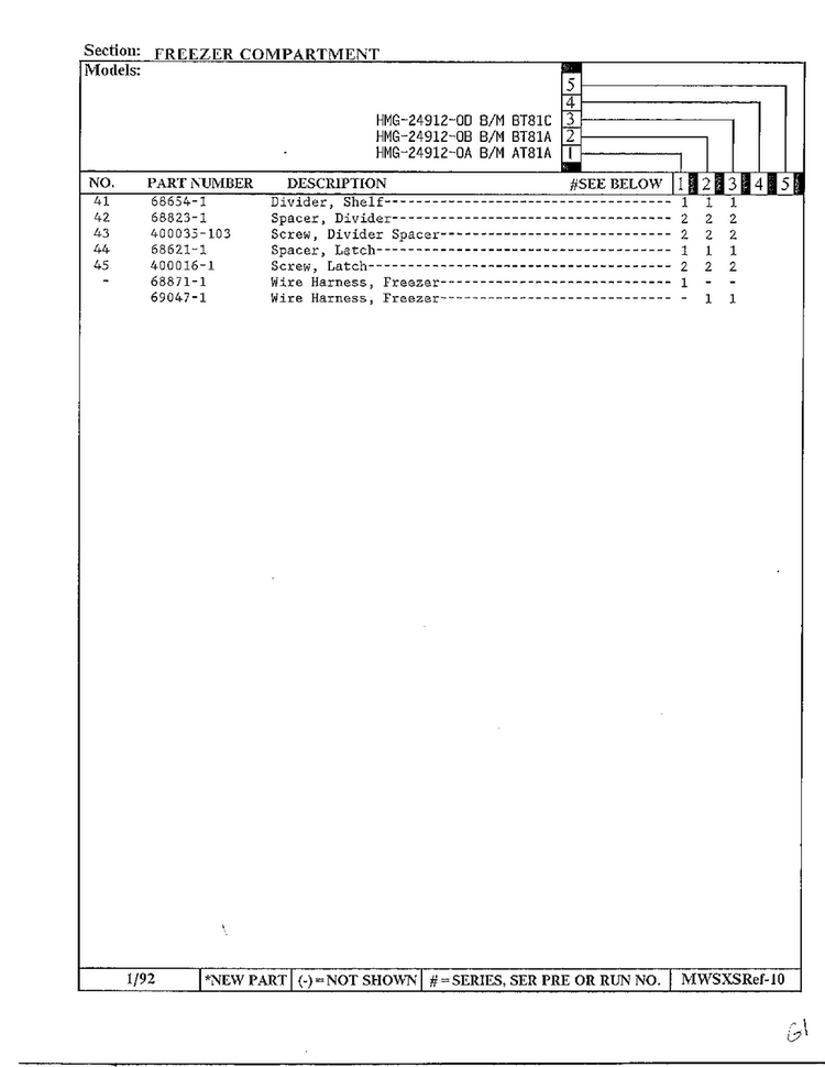 Freezer Compartment Page 3 Diagram and Parts List for 24912-0A  Admiral Refrigerator