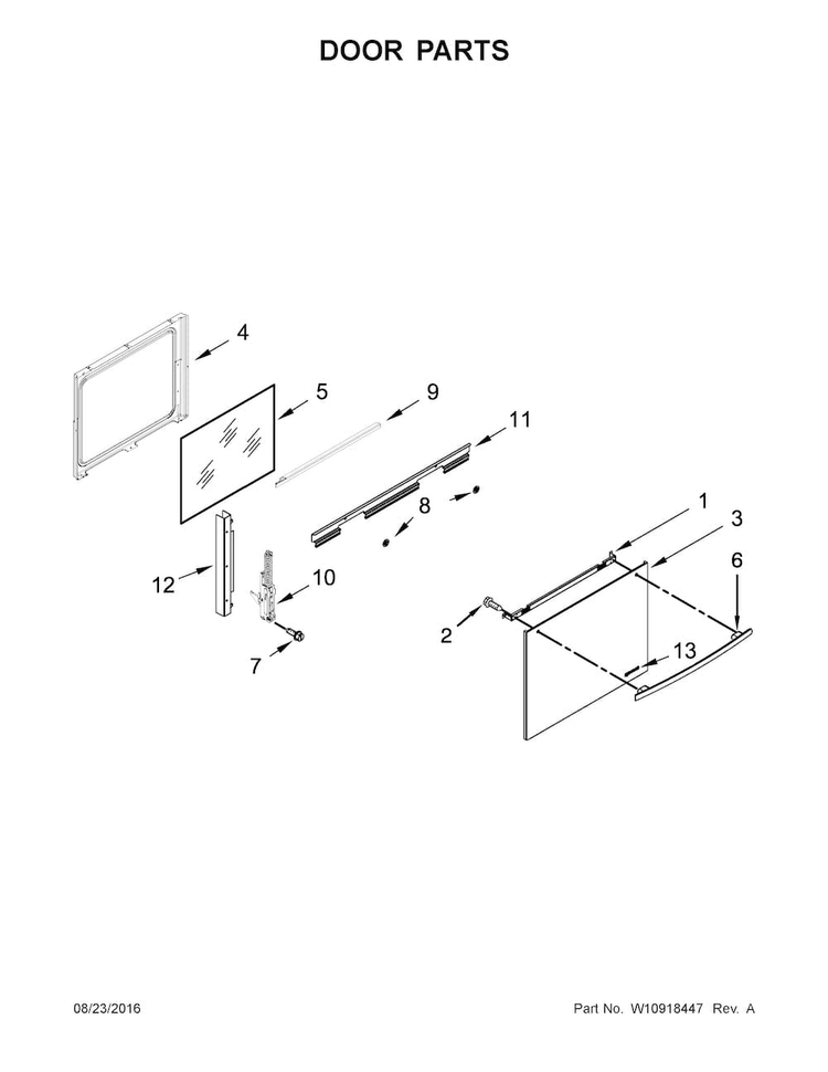Door Parts Diagram and Parts List for JDS1450CDS1  Jenn-Air Range