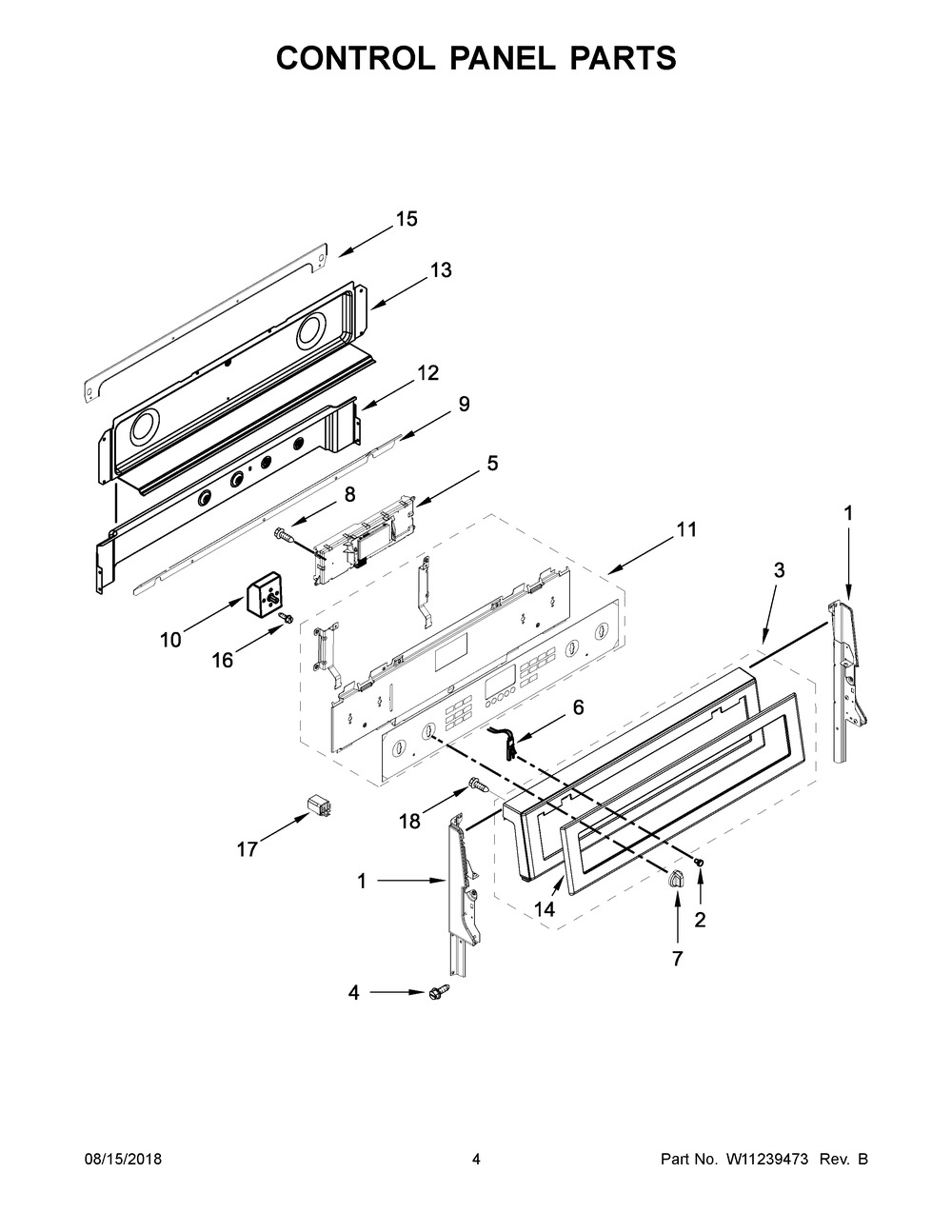 Control Panel Parts Diagram and Parts List for YMET8800FZ01  Maytag Cooktop