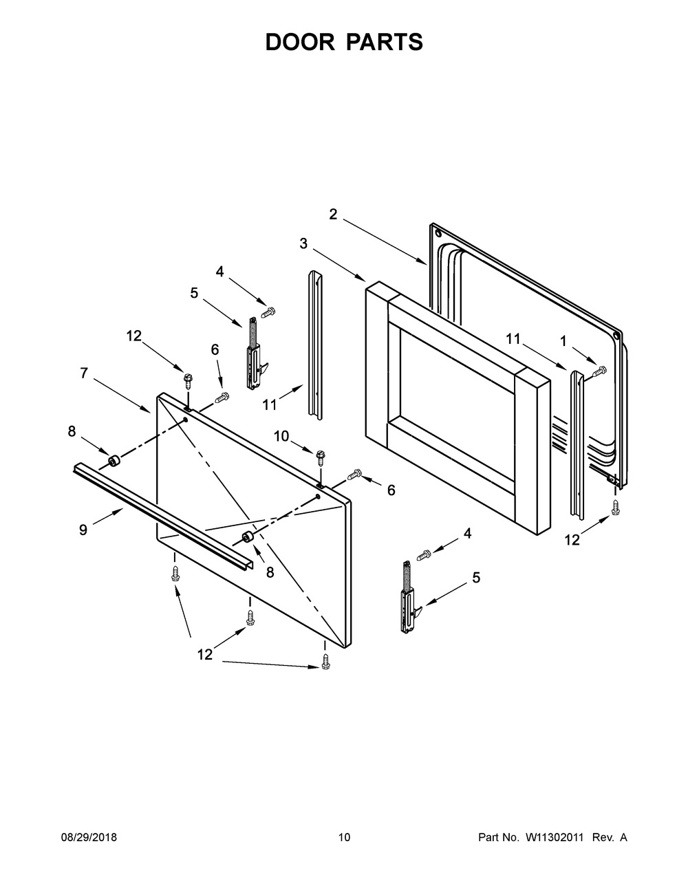 Door Parts Diagram and Parts List for ACR2303MFW3  Maytag Range