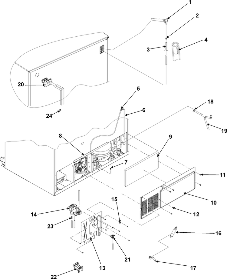 Cabinet Back Diagram and Parts List for ACD2232HRB0  Amana Refrigerator