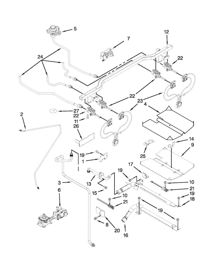 Manifold Parts Diagram and Parts List for JGS8860BDP18  Jenn-Air Range