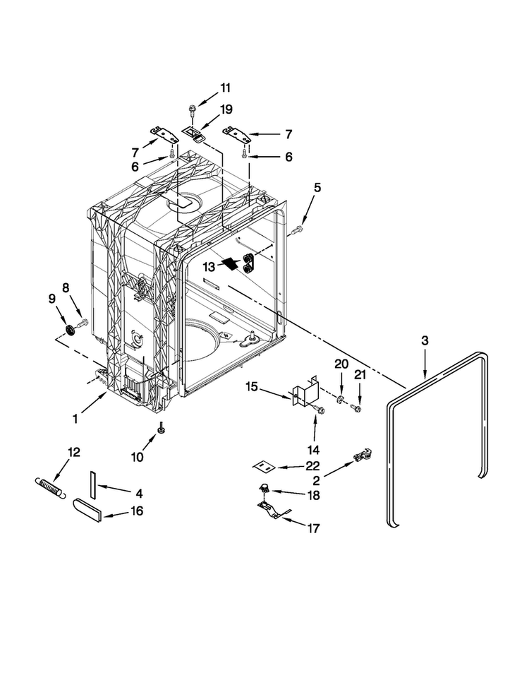Tub And Frame Parts Diagram and Parts List for MDB4630AWS2  Maytag Dishwasher