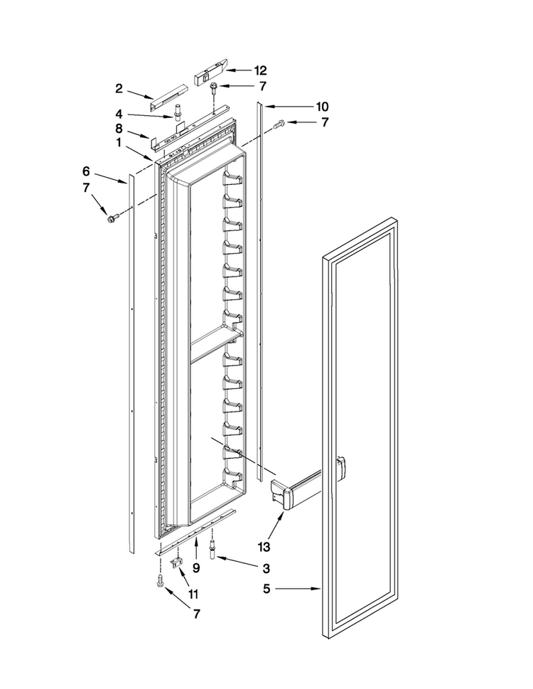 Freezer Door Parts Diagram and Parts List for JS42NXFXDW02  Jenn-Air Refrigerator